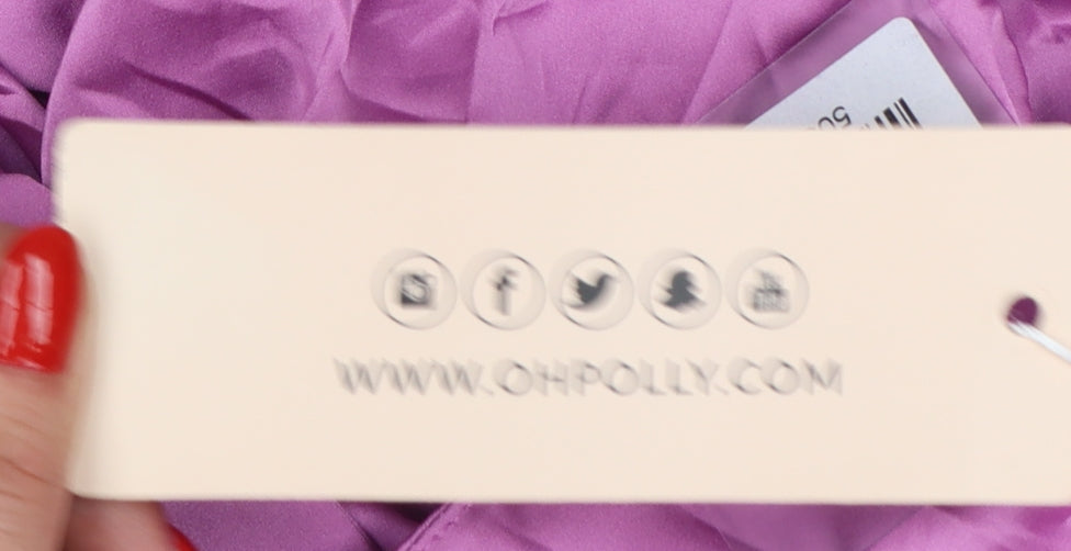 Oh Polly Women Purple UK 8 Bodycon Short Ruched Satin Party Dress