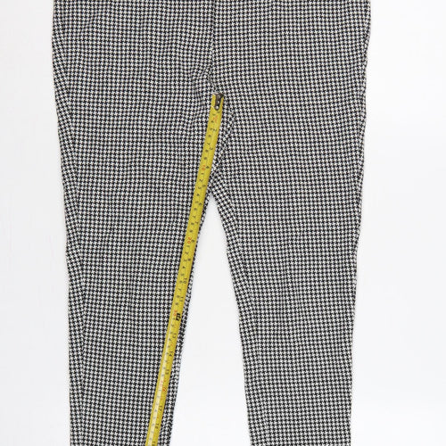 M&S Women Black White Houndstooth Stretch Leggings UK 14