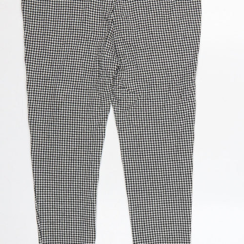M&S Women Black White Houndstooth Stretch Leggings UK 14