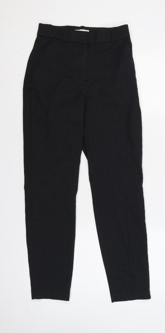 H&M Women’s Black Check High Rise Tapered Tailored Trousers UK 8