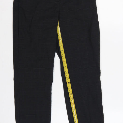 H&M Women’s Black Check High Rise Tapered Tailored Trousers UK 8