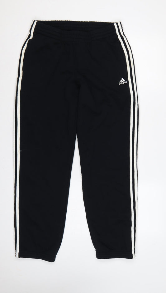 Adidas Men’s Black M Essentials 3 Stripe Cuffed Sweatpants