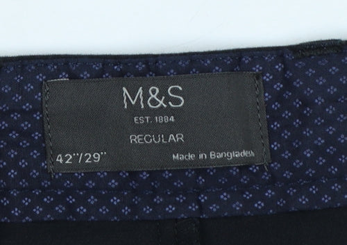 Marks and Spencer Men’s Black 42x29 Regular Fit Stretch Chino Trousers