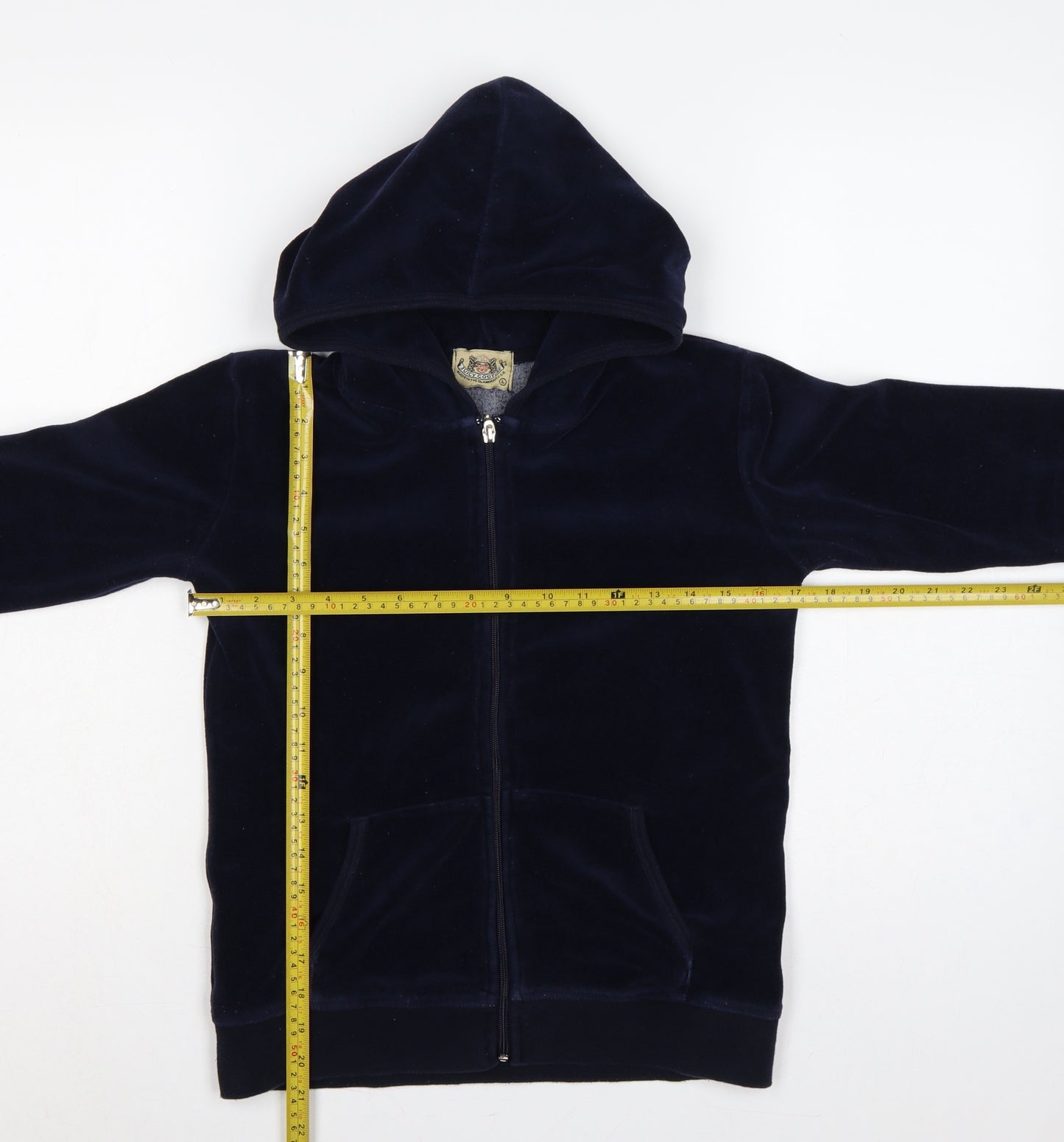 Juicy Couture Women Blue L Velour Full Zip Hooded Hoodie