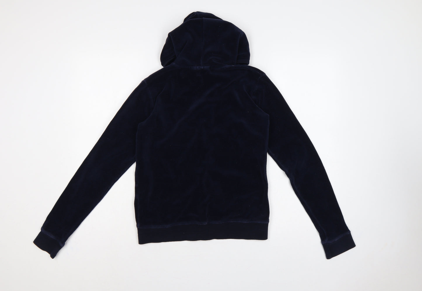 Juicy Couture Women Blue L Velour Full Zip Hooded Hoodie