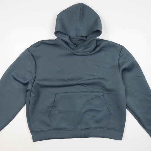 boohooMAN Men’s Blue M Pullover Hooded Stretch Hoodie Pockets