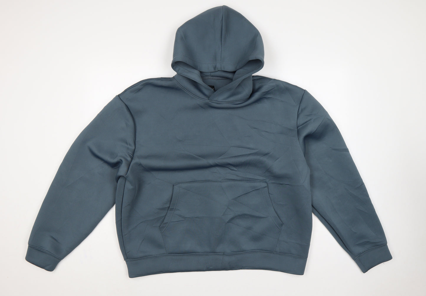 boohooMAN Men’s Blue M Pullover Hooded Stretch Hoodie Pockets