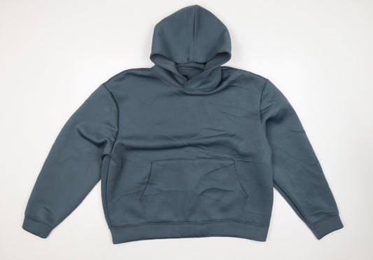 boohooMAN Men’s Blue M Pullover Hooded Stretch Hoodie Pockets
