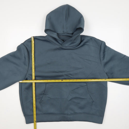 boohooMAN Men’s Blue M Pullover Hooded Stretch Hoodie Pockets