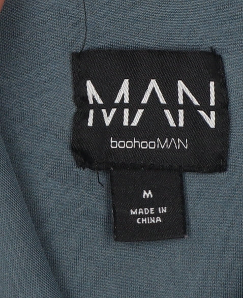 boohooMAN Men’s Blue M Pullover Hooded Stretch Hoodie Pockets