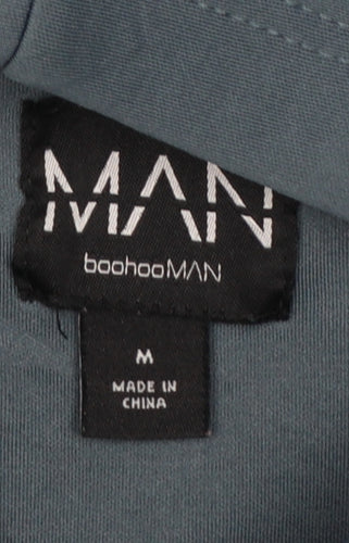 boohooMAN Men’s Blue M Pullover Hooded Stretch Hoodie Pockets