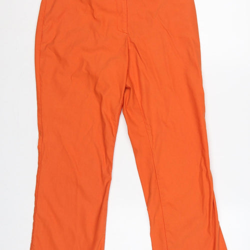 Oasis Women Orange Flared Tailored Trousers UK 10 Long Cotton Stretch