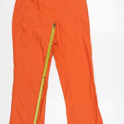 Oasis Women Orange Flared Tailored Trousers UK 10 Long Cotton Stretch