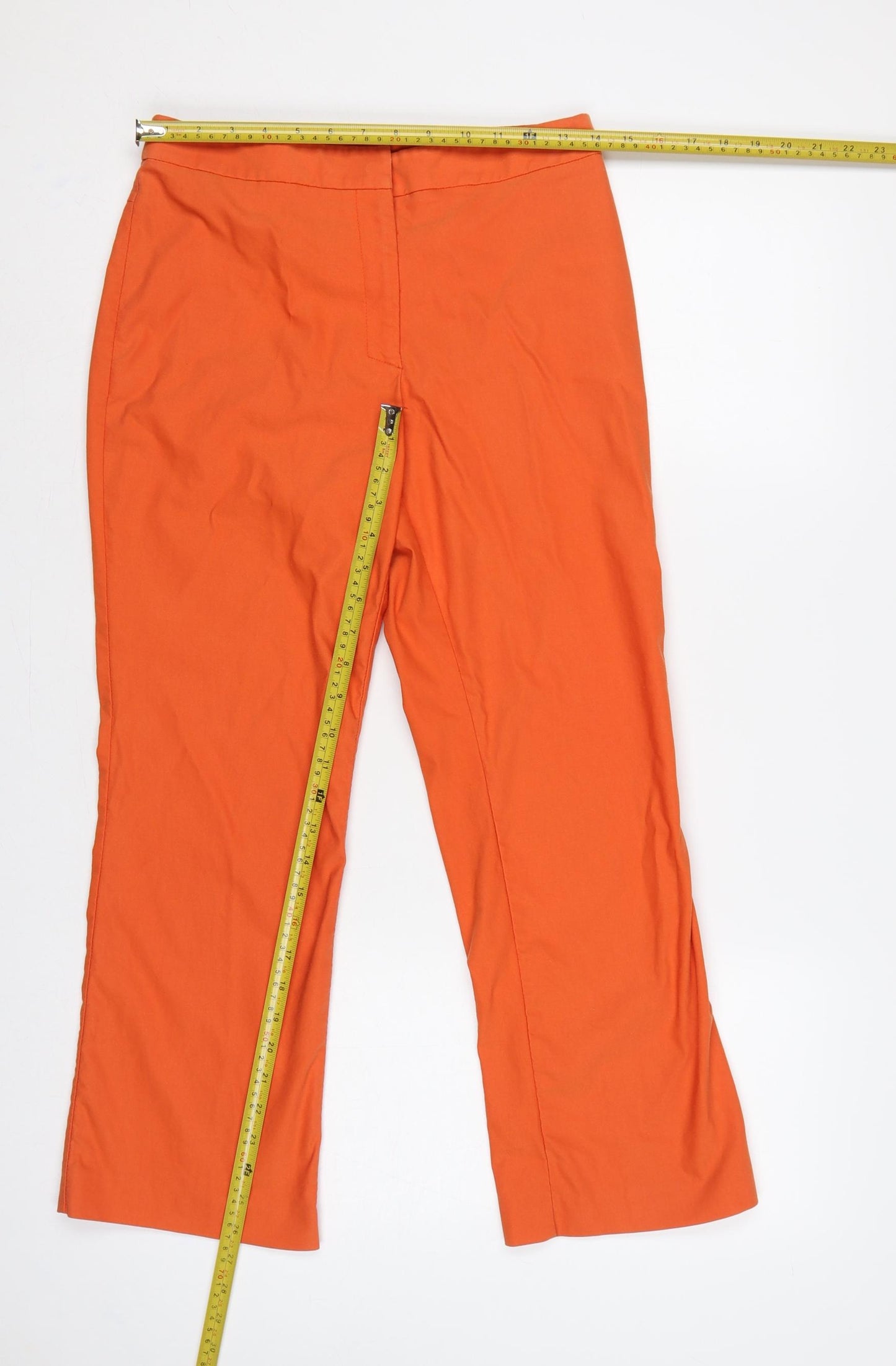 Oasis Women Orange Flared Tailored Trousers UK 10 Long Cotton Stretch