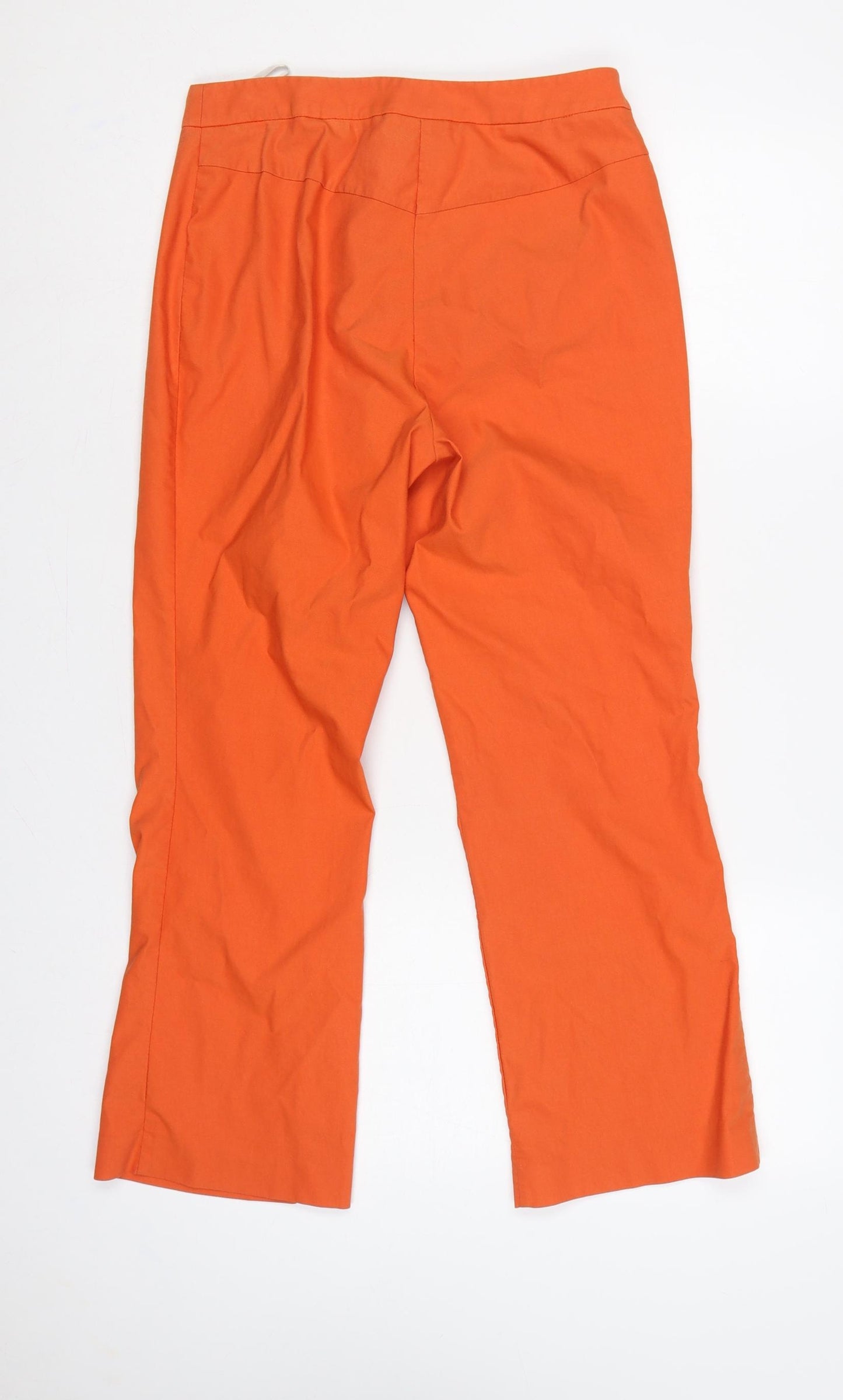 Oasis Women Orange Flared Tailored Trousers UK 10 Long Cotton Stretch