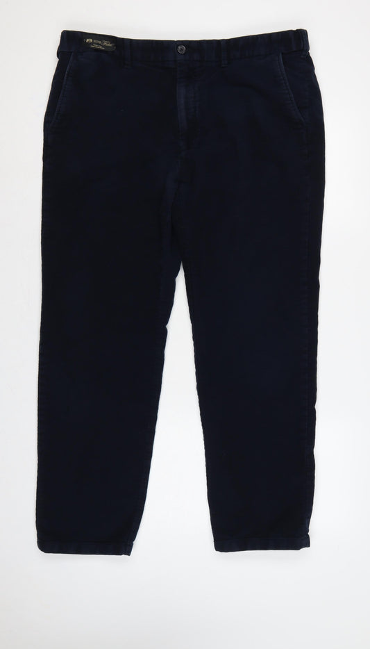 Marks & Spencer Men's Blue 40/31 Cotton Tapered Chino Trousers