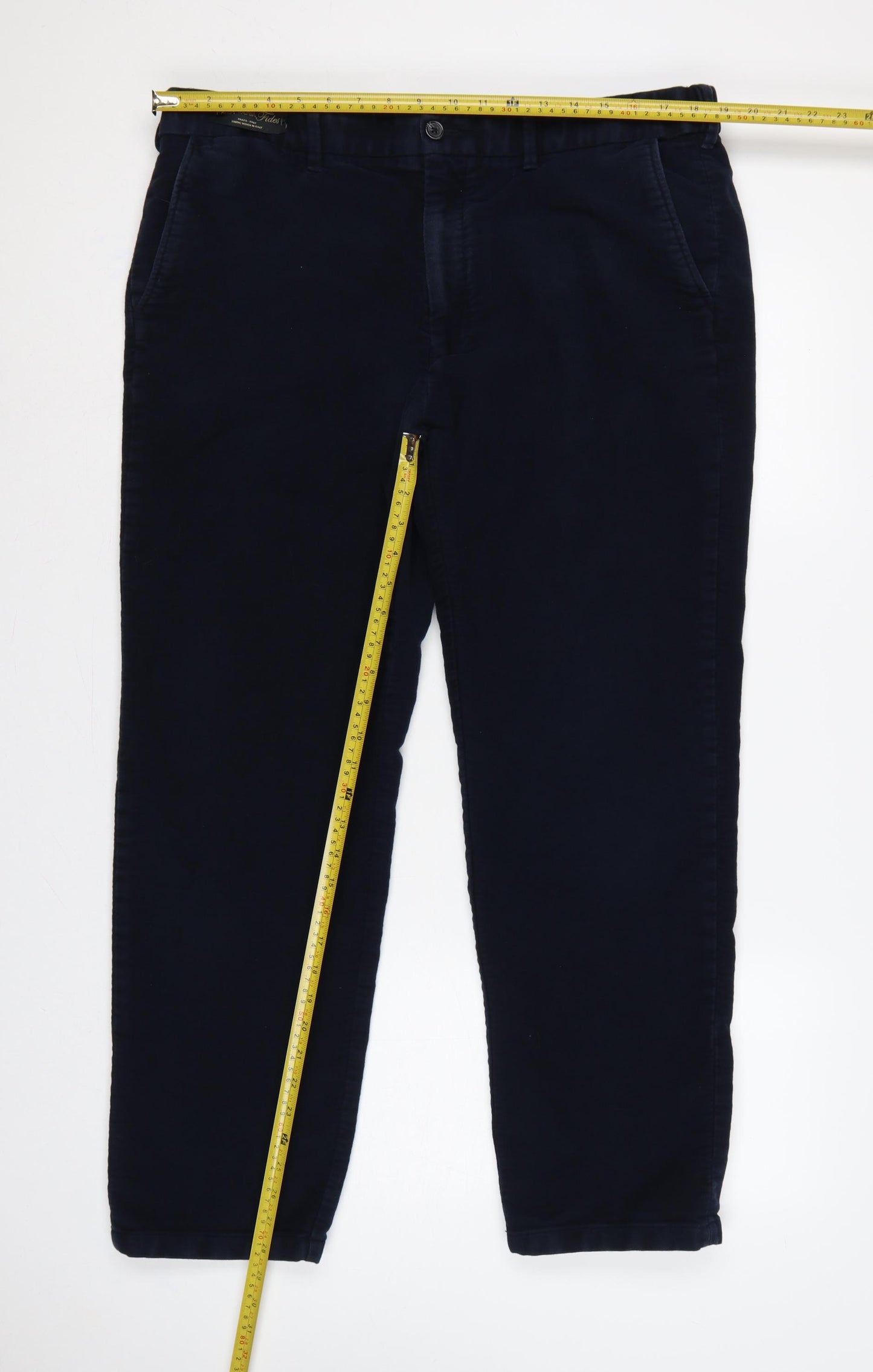 Marks & Spencer Men's Blue 40/31 Cotton Tapered Chino Trousers