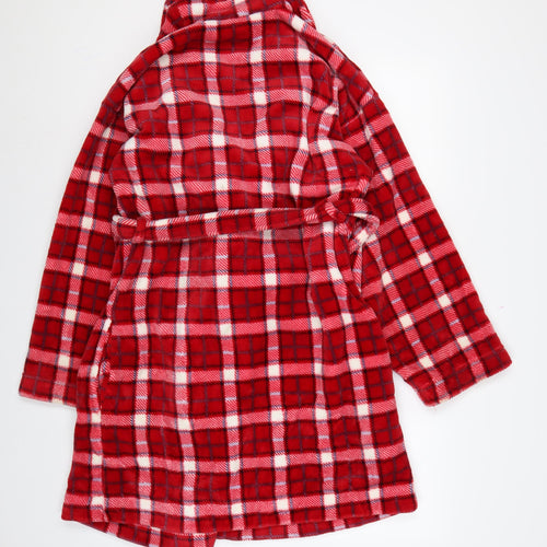 Marks & Spencer Women's Red 12-14 Check Fleece Belted Robe