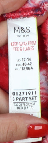 Marks & Spencer Women's Red 12-14 Check Fleece Belted Robe