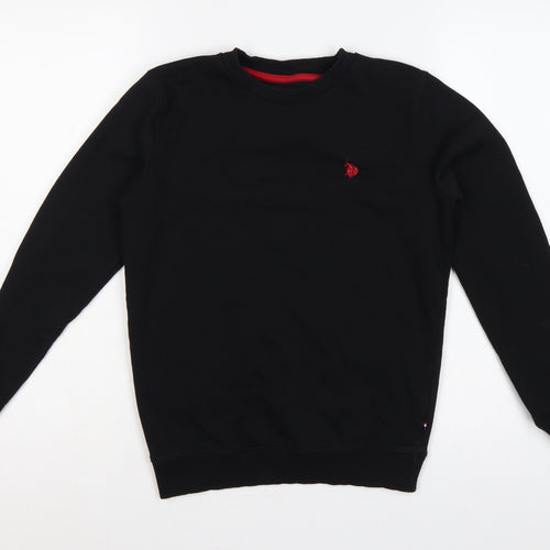 U.S. Polo Assn. Boys Black 12-13 Years Pullover Crew Neck Sweatshirt