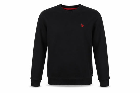 Front view of U.S. Polo Assn. boys’ black 12-13 years pullover crew neck sweatshirt
