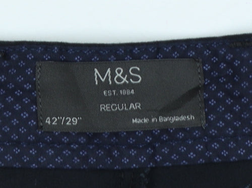 Marks and Spencer Men’s Black 42x29 Regular Fit Stretch Chino Trousers