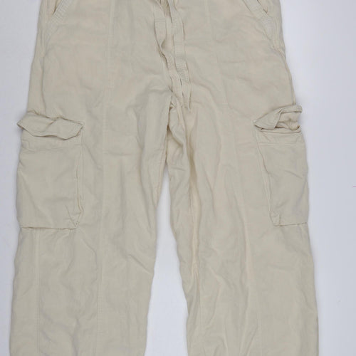 Marks and Spencer Women Ivory UK 18 Linen Lyocell Cargo Trousers