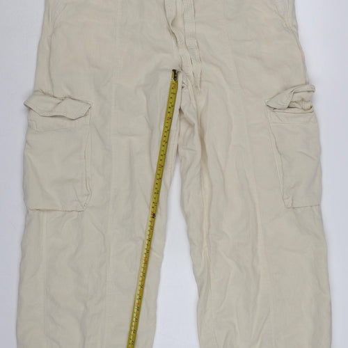 Marks and Spencer Women Ivory UK 18 Linen Lyocell Cargo Trousers