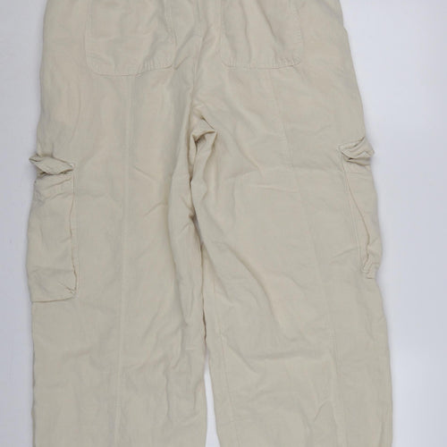 Marks and Spencer Women Ivory UK 18 Linen Lyocell Cargo Trousers