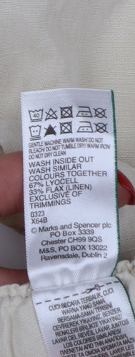 Marks and Spencer Women Ivory UK 18 Linen Lyocell Cargo Trousers