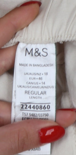 Marks & Spencer Women Ivory UK 18 Regular Lyocell Linen Cargo Trousers