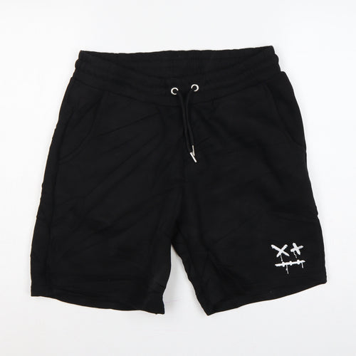boohooMAN Men's Black M Sweat Shorts Drawstring Embroidered Pockets