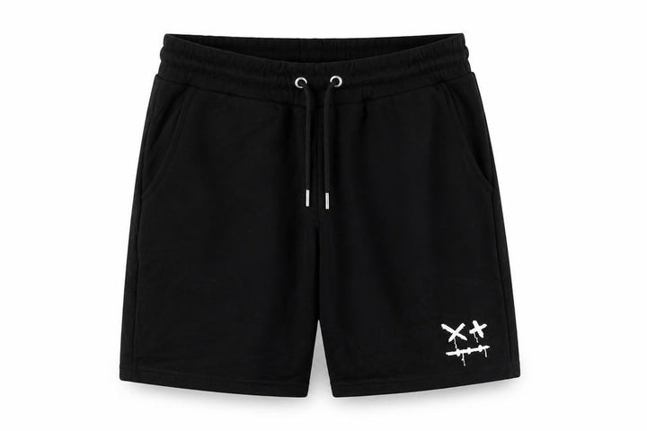 Front view of boohooMAN Men's Black M Sweat Shorts Drawstring Embroidered Pockets