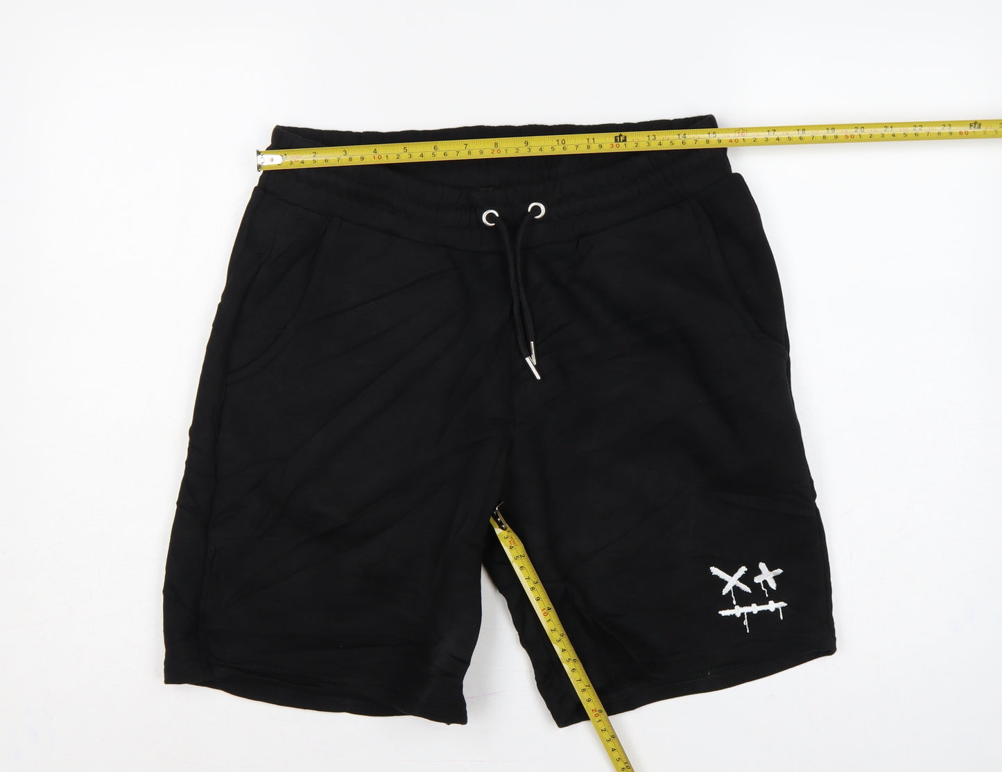 boohooMAN Men's Black M Sweat Shorts Drawstring Embroidered Pockets