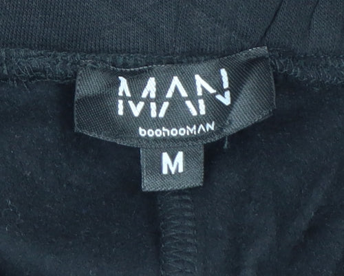 boohooMAN Men's Black M Sweat Shorts Drawstring Embroidered Pockets
