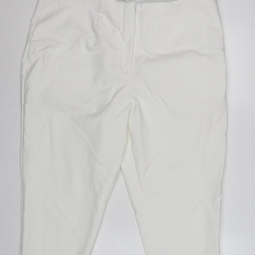 Marks and Spencer Women White UK 22 Regular Ankle Straight Trousers