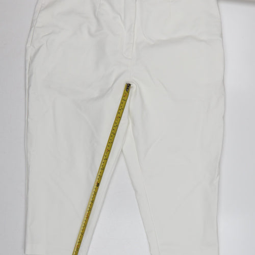 Marks and Spencer Women White UK 22 Regular Ankle Straight Trousers