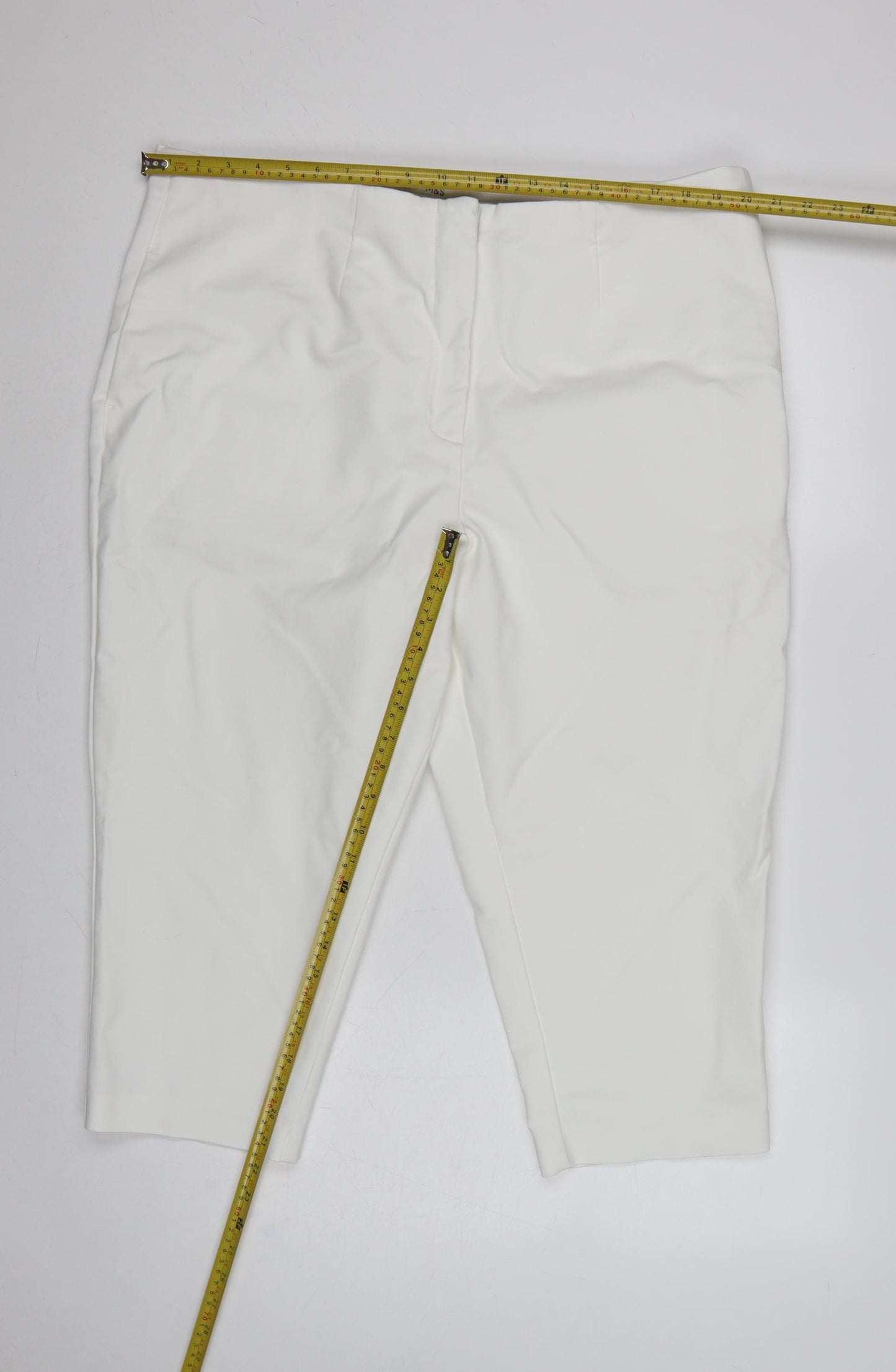 Marks and Spencer Women White UK 22 Regular Ankle Straight Trousers
