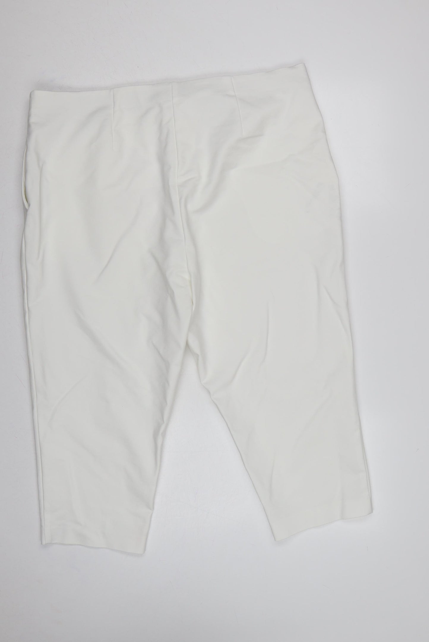 Marks and Spencer Women White UK 22 Regular Ankle Straight Trousers