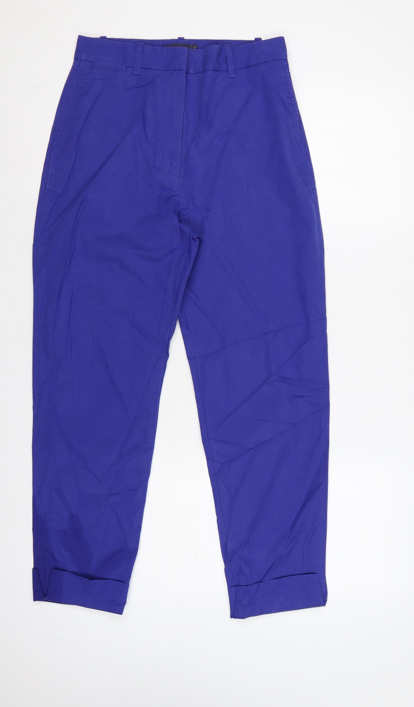 Marks & Spencer Women Blue UK 8 Regular High Rise Tapered Trousers