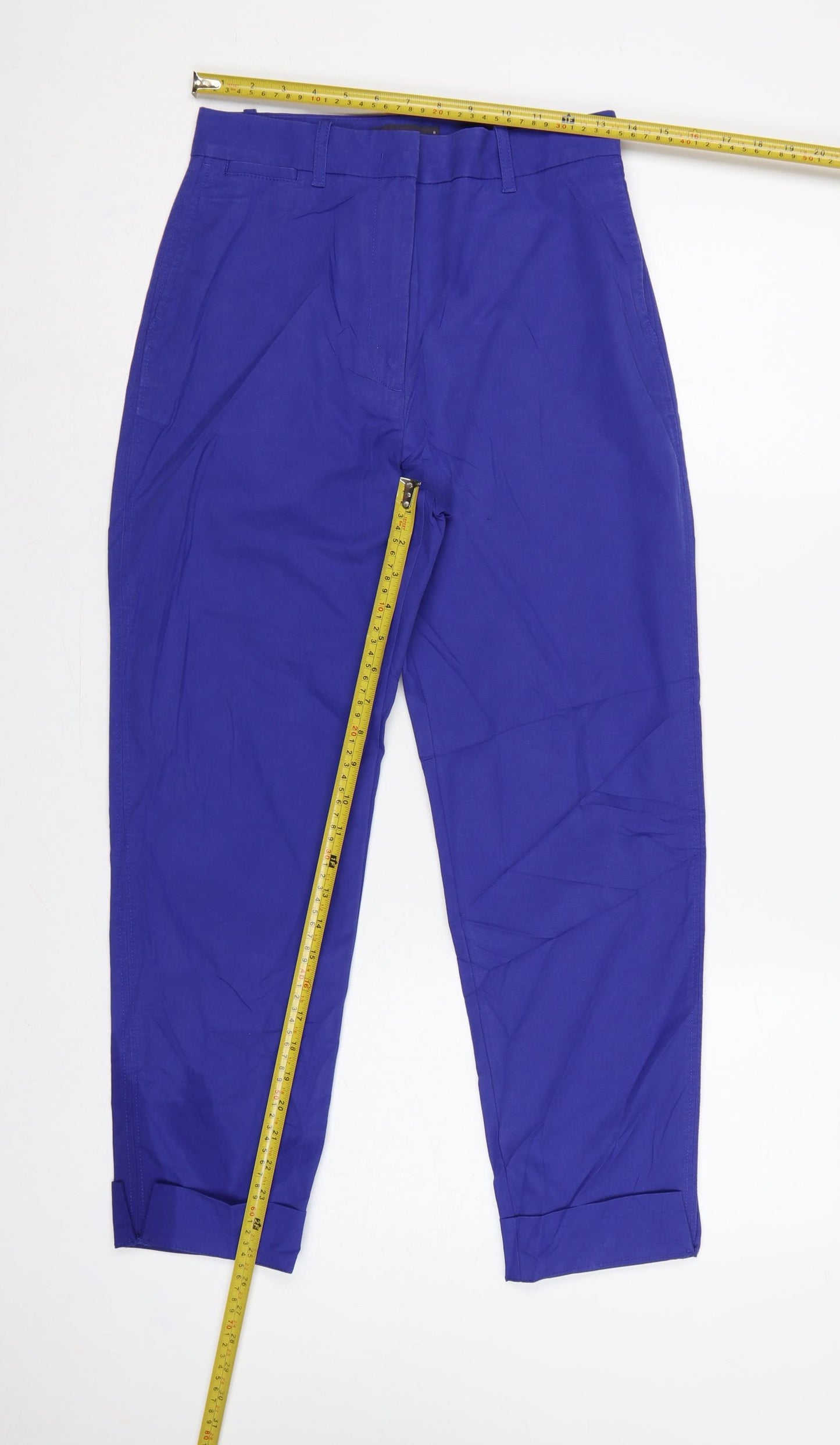 Marks & Spencer Women Blue UK 8 Regular High Rise Tapered Trousers