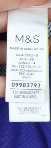 Marks & Spencer Women Blue UK 8 Regular High Rise Tapered Trousers