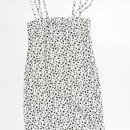 Missguided Women White Animal Print Strappy Bodycon Mini Dress UK 8
