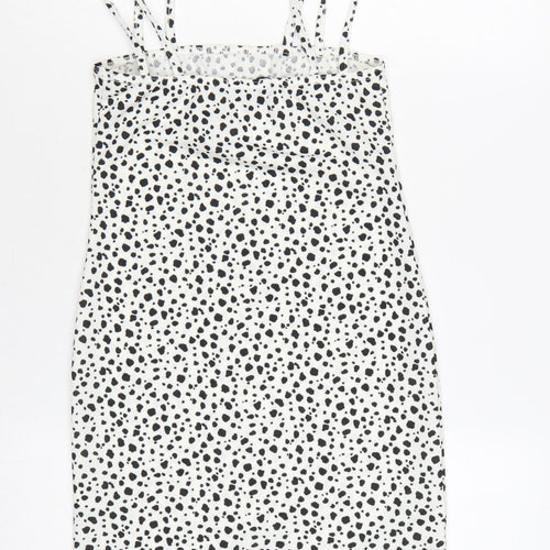 Missguided Women White Animal Print Strappy Bodycon Mini Dress UK 8