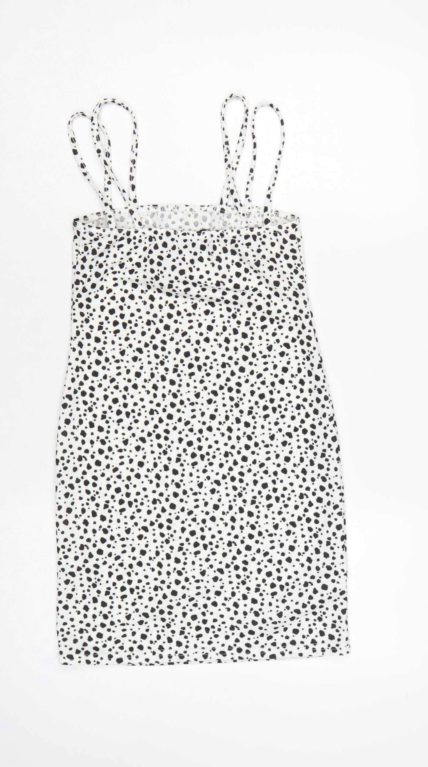Missguided Women White Animal Print Strappy Bodycon Mini Dress UK 8