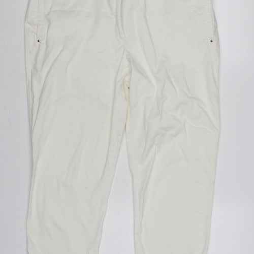 M&S Portfolio Women Ivory UK 18 Cotton Tapered Trousers