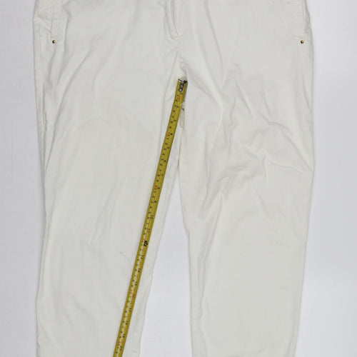 M&S Portfolio Women Ivory UK 18 Cotton Tapered Trousers