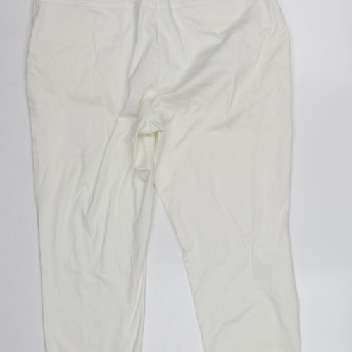 M&S Portfolio Women Ivory UK 18 Cotton Tapered Trousers