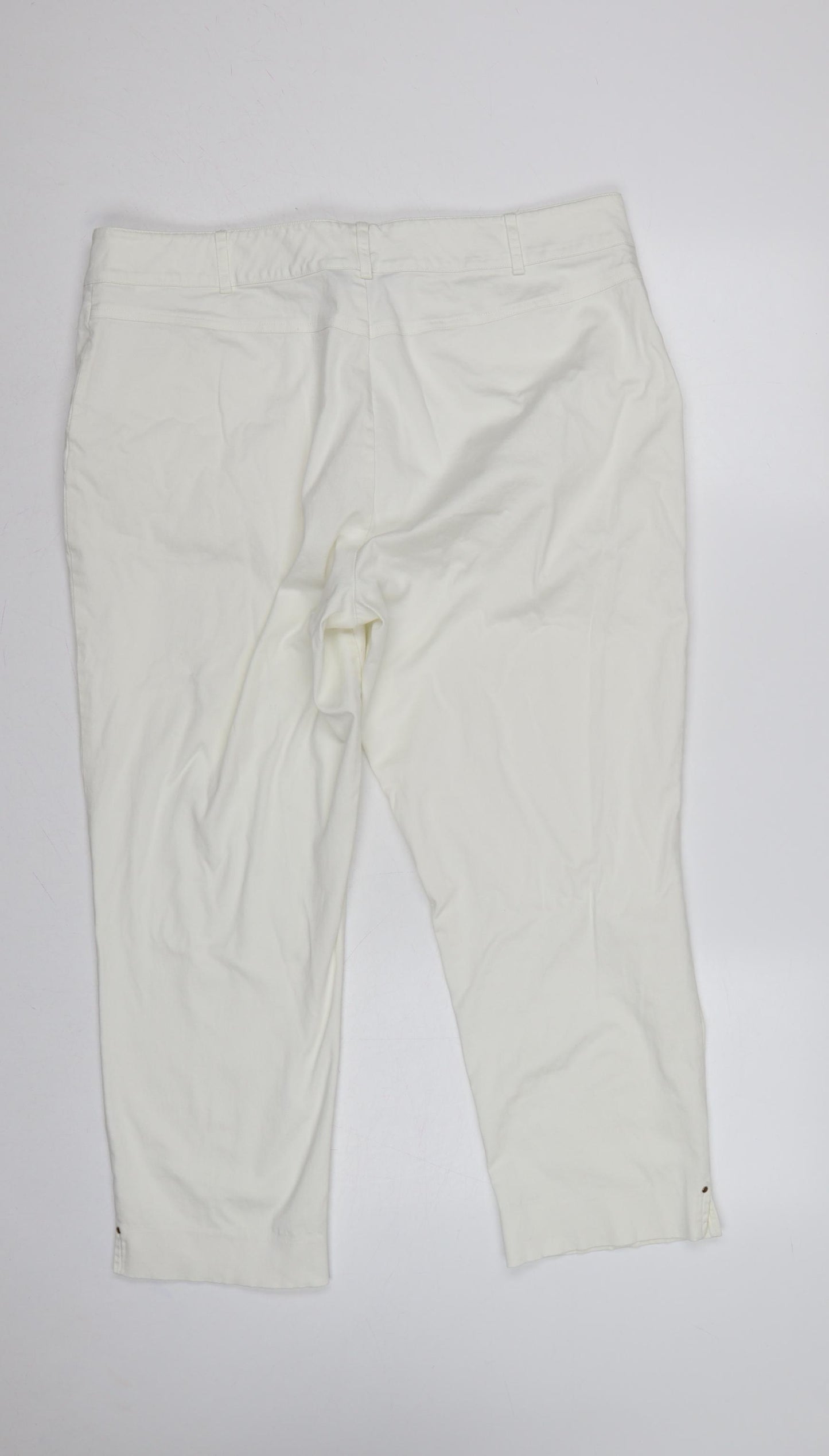 M&S Portfolio Women Ivory UK 18 Cotton Tapered Trousers