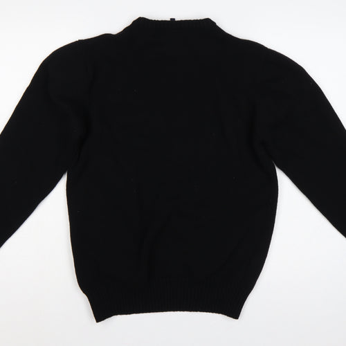 ellesse Men’s Black M Logo Embroidered Crew Neck Knit Pullover Jumper